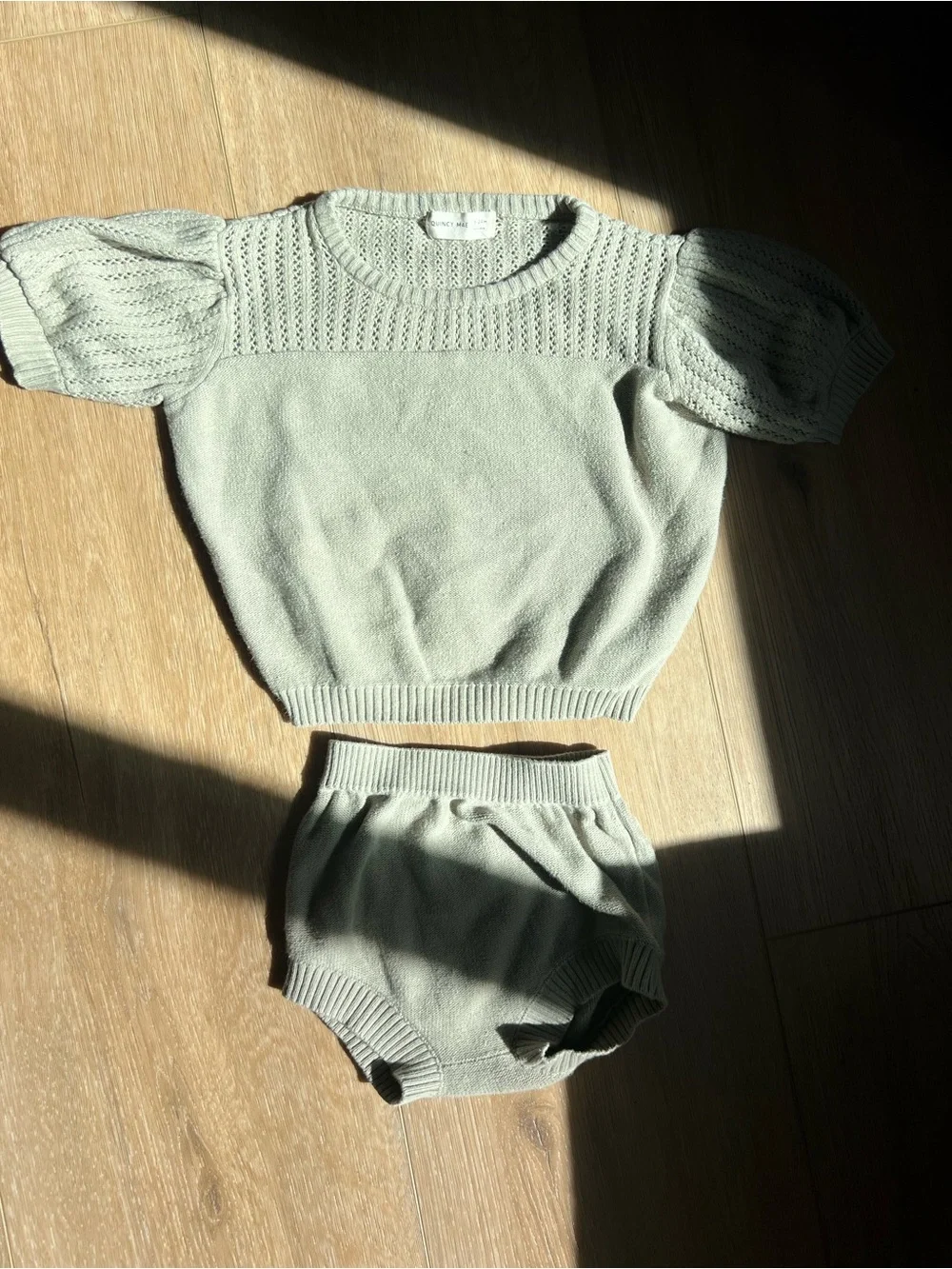 Quincy Mae Green Knit Top & Bloomers Set, 18-24 mo